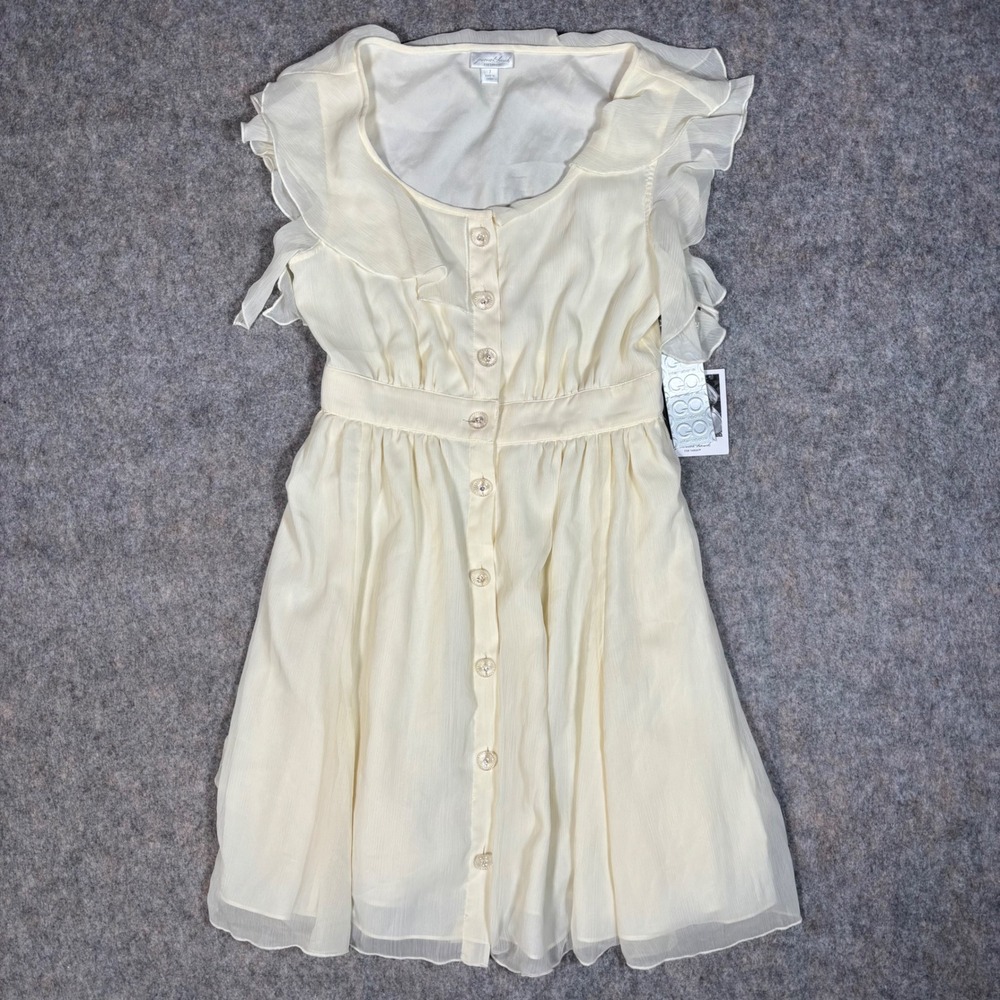 Jovovich-Hawk for Target Dress Womens 7 Ecru NWT Ruffle Chiffon Wave F16738320